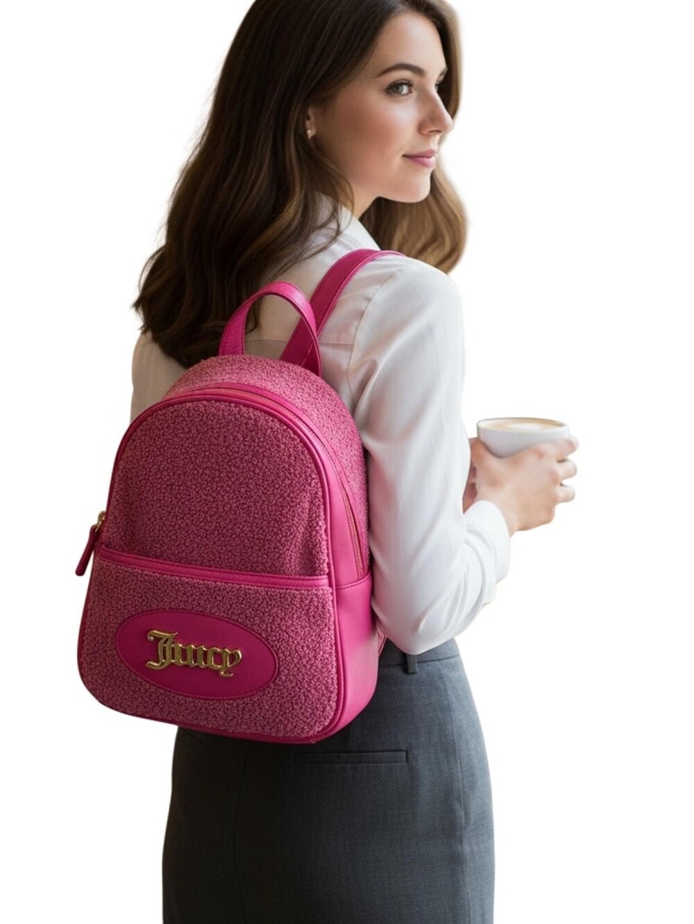 juicy pink fleece backpack